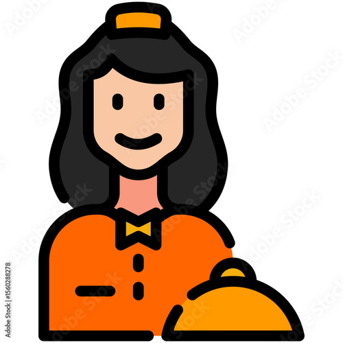 waitress filled line icon