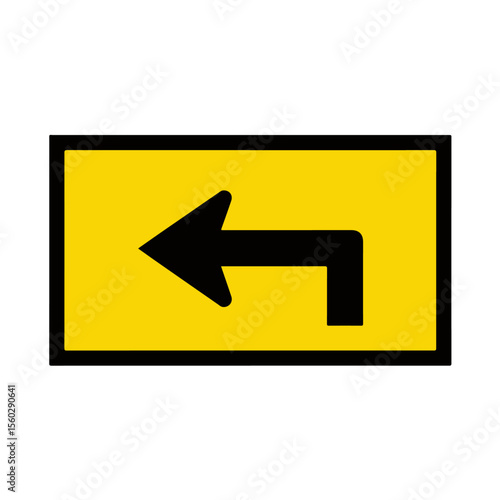 Free Download Yellow Left Turn Arrow Sign. Yellow rectangular sign with a black left turn arrow, essential for wayfinding, traffic, and navigation. - GFXLoad