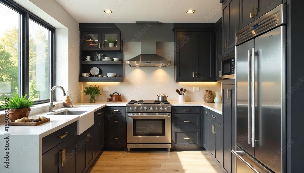 Modern Kitchen Design Sleek Granite Countertops, Stainless Steel Appliances, Ample Counter Space Ideal for Culinary Creations Modern Kitchen Design Sleek Granite Countertops, Stainless Steel Appliances, Ample Counter Space Ideal for Culinary Creations