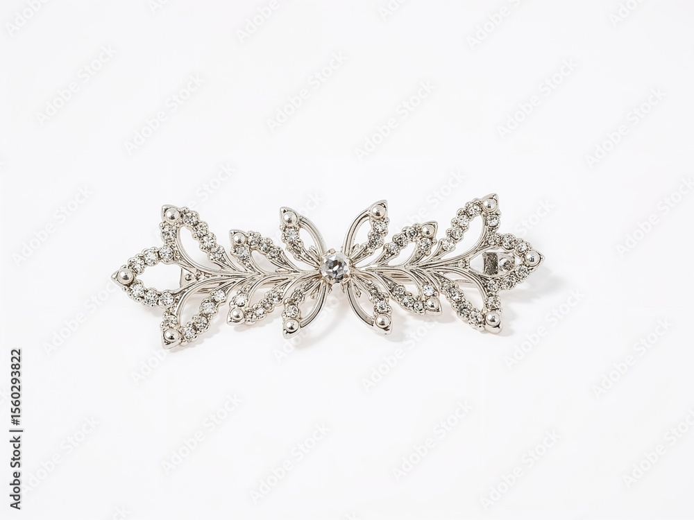 Different silver toned hair clip design on plain white background Different silver toned hair clip design on plain white background