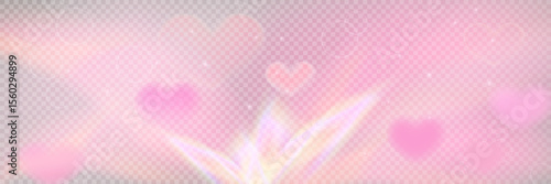 Soft heart shaped light effect with pink flares, glow, and subtle shine. Romantic overlay for Valentine’s Day, love designs, or wedding projects.
