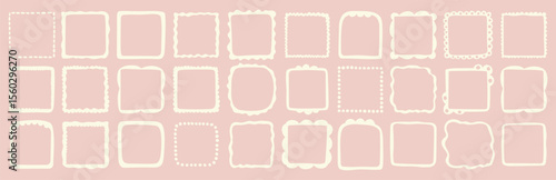 Vector set of hand drawn cut out style square frames and borders - abstract design elements for decoration or logo design templates, prints, placards 