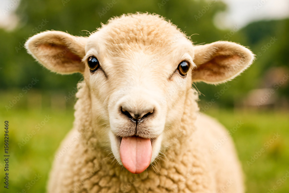 Fototapeta premium Playful Sheep Close-Up