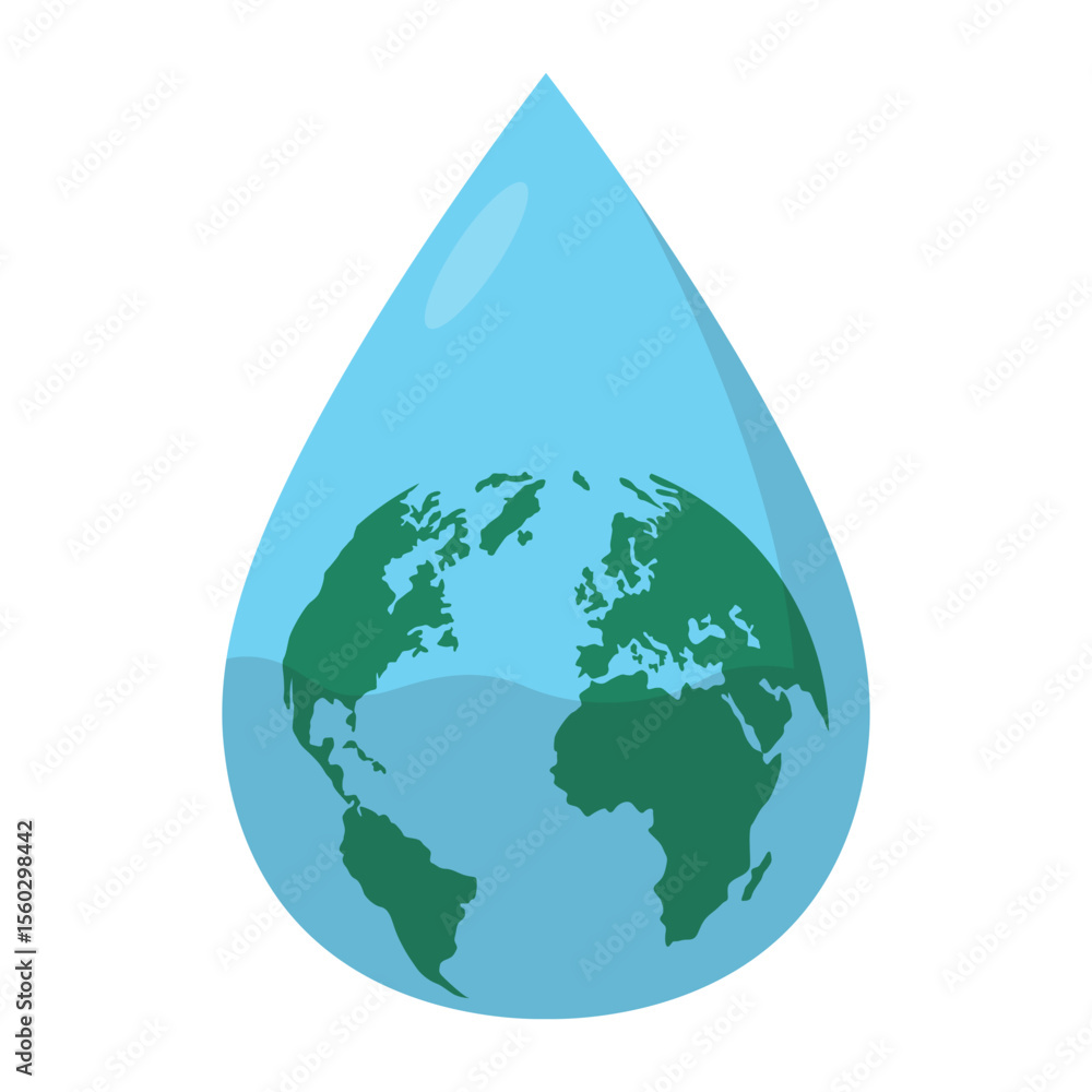 Fototapeta premium World Water Day Illustration with Flowing Earth. Vector Illustration.
