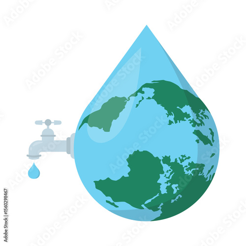 World Water Day Illustration with Flowing Earth. Vector Illustration.
