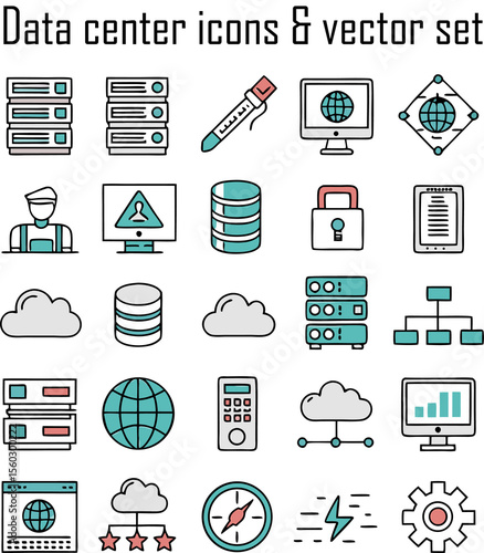 Data center Icons & Vector Set