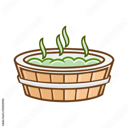 Wooden hot tub vector design illustration isolated on white background
