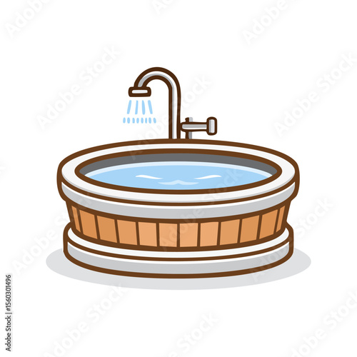 Wooden hot tub vector design illustration isolated on white background
