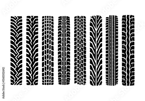 Set of tire tracks. Treads. Vector illustration