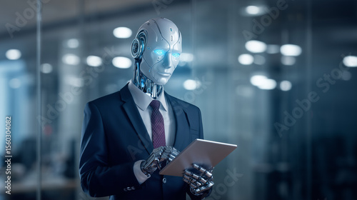 Robot humanoïde avec tablette numérique