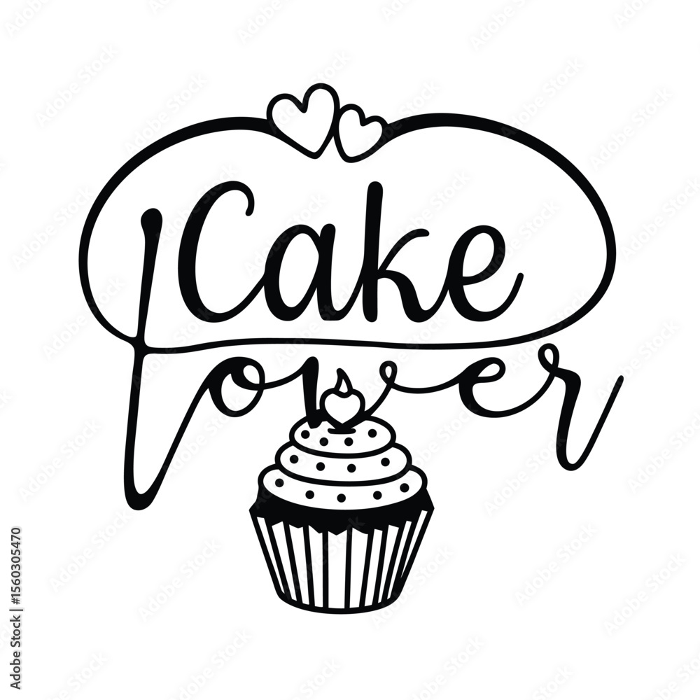 cake lover vector calligraphy with cake logo illustration cake lover vector calligraphy with cake logo illustration