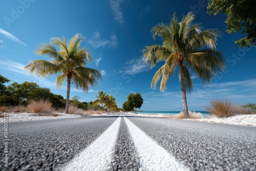 A Scenic Coastal Road Lined With Palm Trees on a Sunny Day