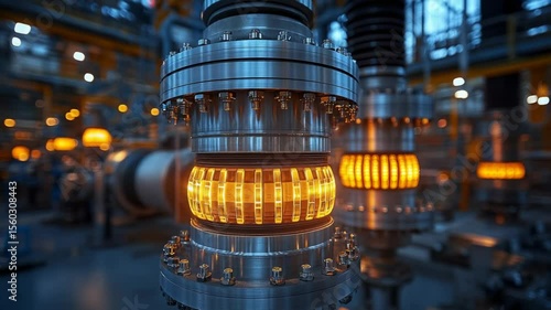 Industrial machinery with glowing components