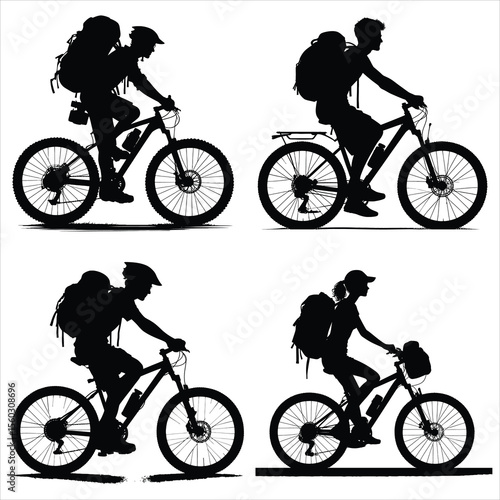 silhouette of a man riding a bike