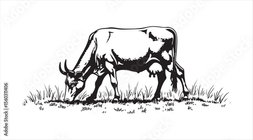 breeding cow. grazing cattle. animal husbandry. livestock. vector art on a grey surface


