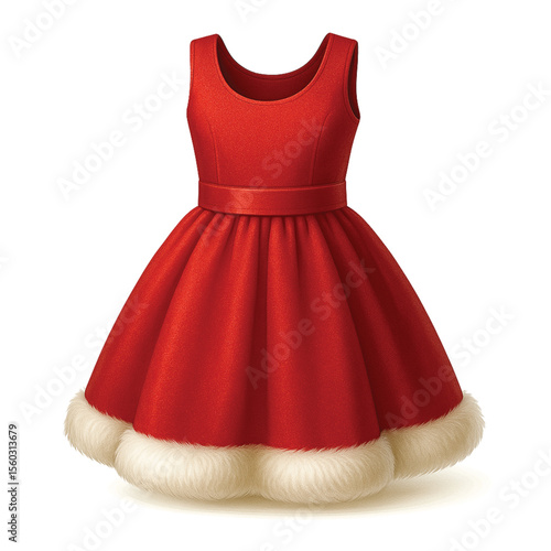 red Christmas dress vector icon with white background.