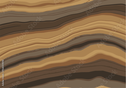 Abstract wavy layers of earthy browns and tans, resembling natural geological formations or wood grain.