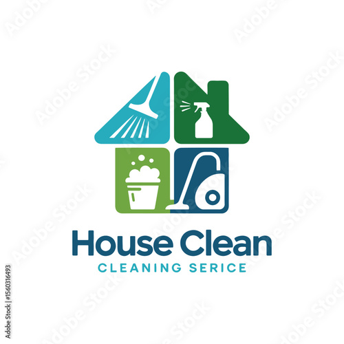 Unique house cleaning service logo Modern and minimalist vector and abstract logo