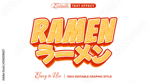 3d ramen text style effect template editable text effect