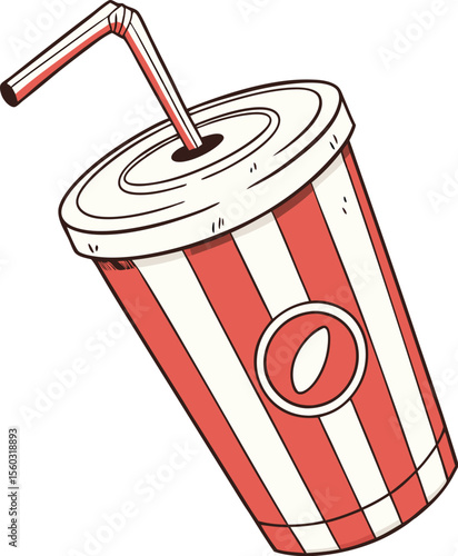 Striped Soda Cup with Straw