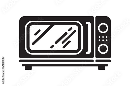 Modern Black Microwave Oven Glyph Silhouette for Kitchen Appliance Designs
