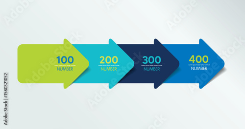 Four step arrow template for presentation. 4 steps options, elements, infographic.