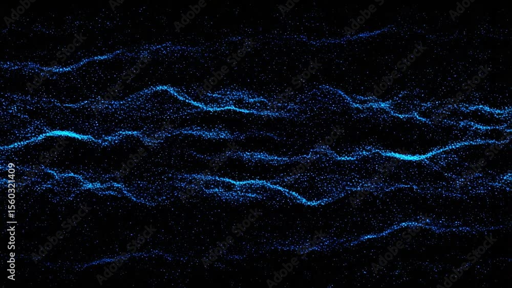 Dynamic Blue Wavy Lines with Sparkling Dots on Black Background for Modern Futuristic Design and Technology Visuals Dynamic Blue Wavy Lines with Sparkling Dots on Black Background for Modern Futuristic Design and Technology Visuals
