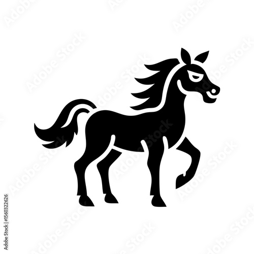 Silhouette of a prancing horse with flowing mane and tail