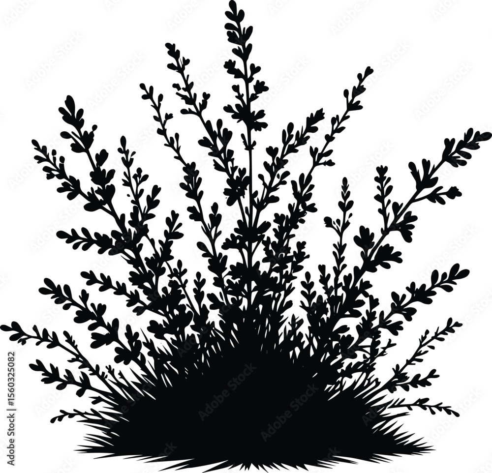 Obraz premium Black silhouette bush & shrub vector illustration isolated on a white background