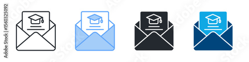 Invitation Icon Set Multiple Style. Designed In Outline, Blue, Glyph, Dual Tone