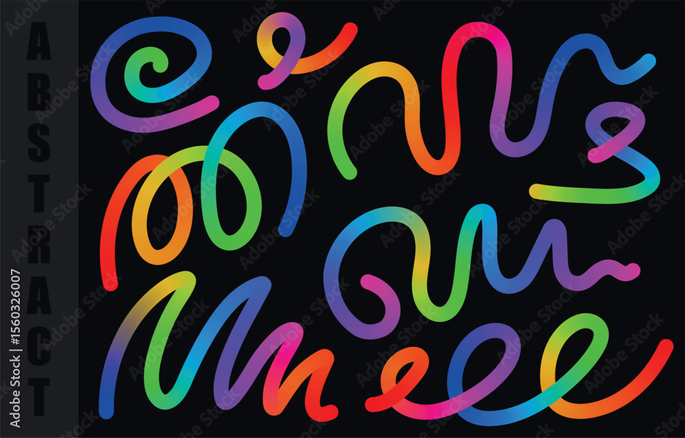 Stunning Vibrant Rainbow Lines Set Stunning Vibrant Rainbow Lines Set