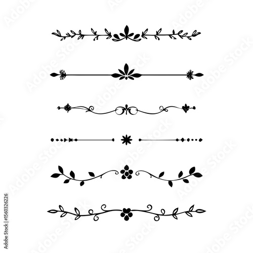 Decorative simple divider. Text dividers retro minimal line separators,  Vector isolated geometric wedding card heart separator elements set. Text dividers. . Hand drawn vector illustration. 
