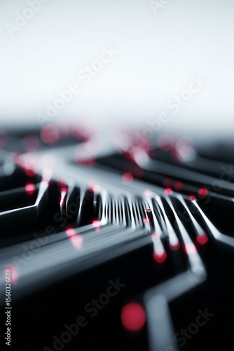 Supercomputer CPU and GPU, circuits mother board interconnection with neon glowing light