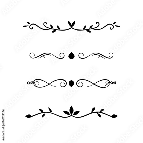 Decorative simple divider. Text dividers retro minimal line separators,  Vector isolated geometric wedding card heart separator elements set. Text dividers. . Hand drawn vector illustration. 
