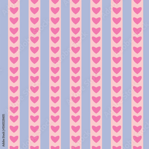 seamless pattern with pink stripes and heart 