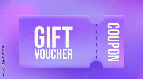 3d colorful coupon or voucher. Gift voucher template. Vector illustration