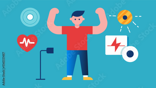 A stroke survivor recording their progress and struggles using it as a tool for motivation in their recovery.. Vector illustration