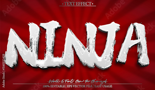 Ninja Vector Text Effect Editable Alphabet Japanese Samurai Katana Fighter