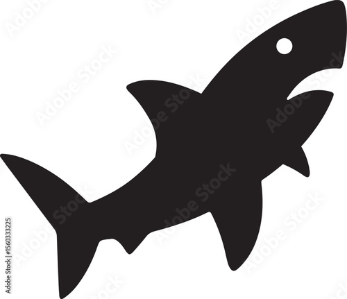 Shark Silhouette Vector Icon for Ocean and Marine Designs.