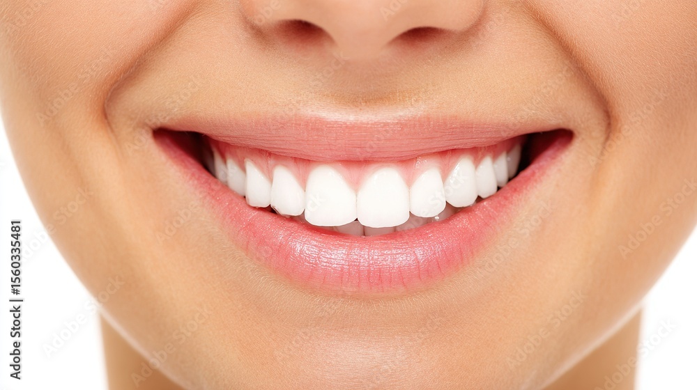 Obraz premium A close-up of bright, healthy white teeth with a clean and radiant smile