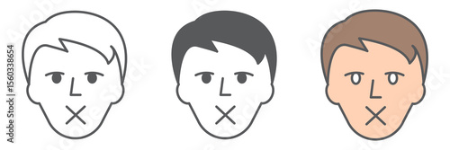 Dumbness icon collection, disability, dumb and deaf sign vector set graphics, editable stroke linear icon, eps 10