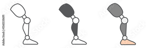 Prosthesis leg icon collection, disability and artificial, prosthetic leg sign vector set graphics, editable stroke linear icon, eps 10