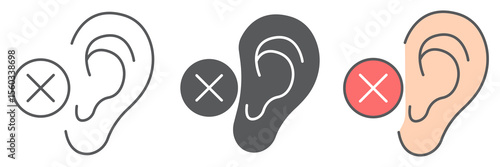 Deaf icon collection, disability and deafness, hearing impaired sign vector set graphics, editable stroke linear icon, eps 10