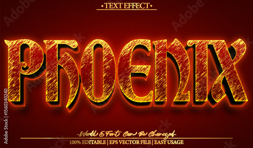 Phoenix Vector Text Effect Editable Alphabet Fire Mythology Legend