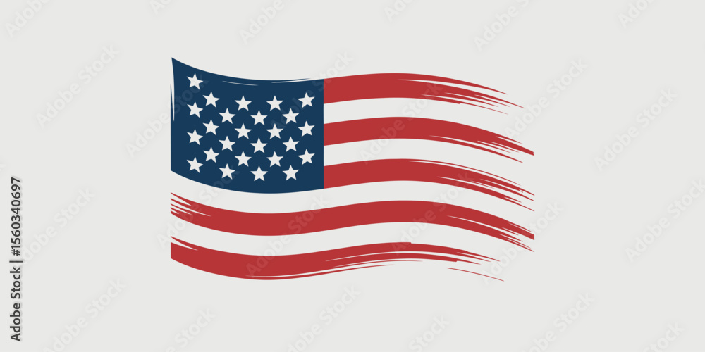 Patriotic American Flag Brush Stroke Design, Symbol of Freedom and Unity Patriotic American Flag Brush Stroke Design, Symbol of Freedom and Unity