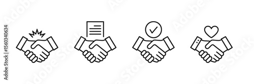 Successful Partnerships Handshake Icons Representing Agreement, Trust, and Collaboration