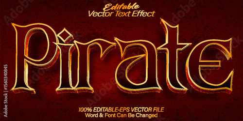 Pirate Vector Text Effect Editable Alphabet Sea Template Captain