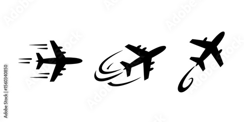 Airplane Travel Icons Flight, Journey, and Air Travel Vectors