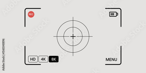 HD, 4K, 8K Video Recording Camera Viewfinder Interface Design