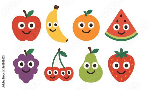 Wallpaper Mural Playful cartoon fruits with smiling faces and big eyes for kids' designs Torontodigital.ca